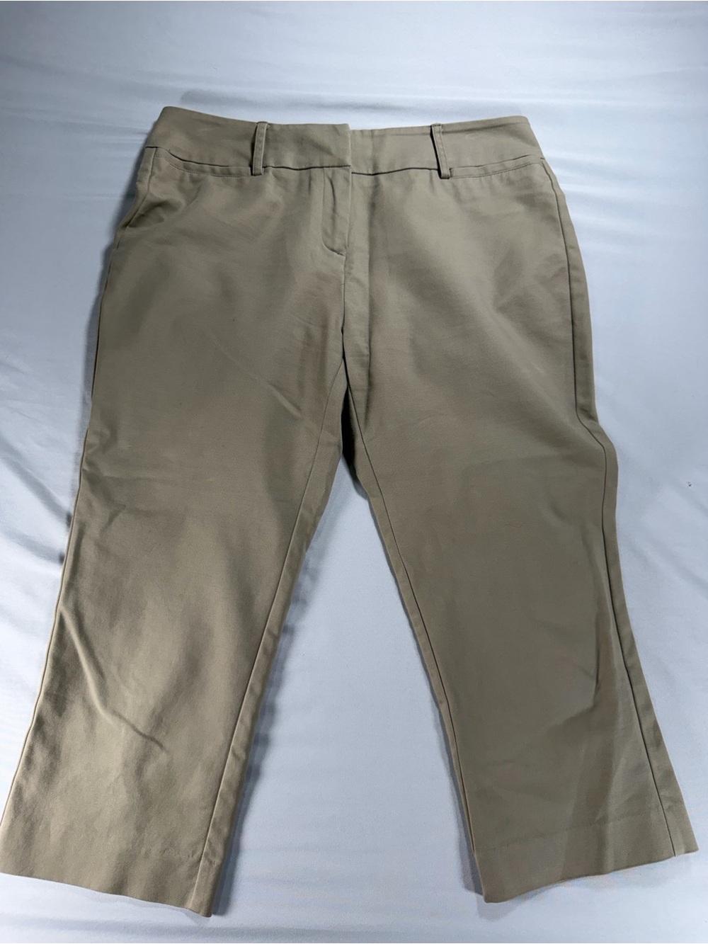 NY&Co Khaki Stretch Capri Pants Womens Size 6 Crop Chino Cotton Slacks #1073